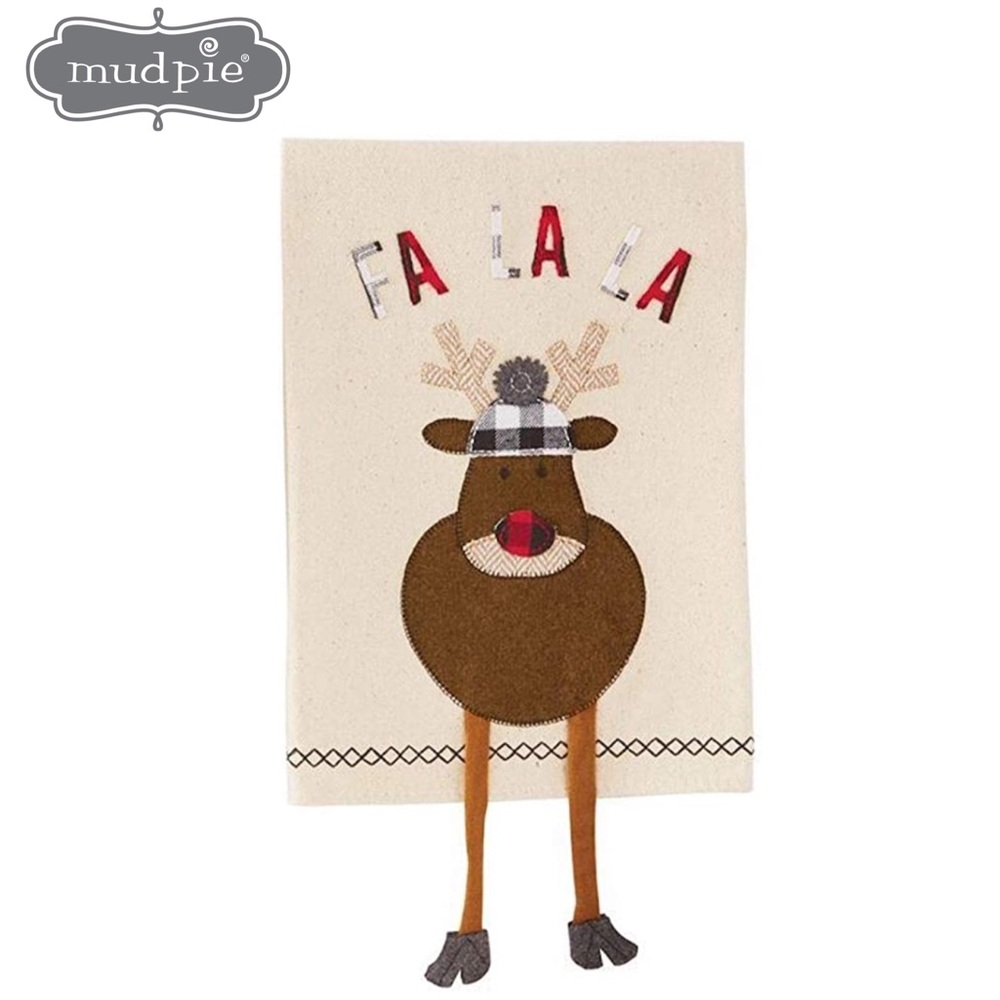 Mud Pie Reindeer Dangle Leg Kitchen Towel